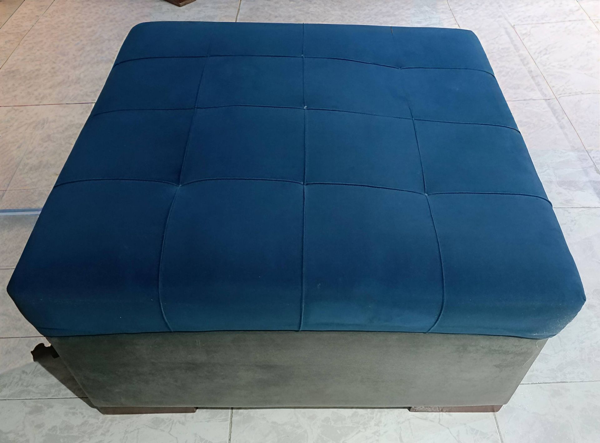 Blue Tufted Ottoman