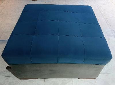 Blue Tufted Ottoman