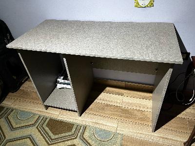 Gray Storage Desk with Shelves