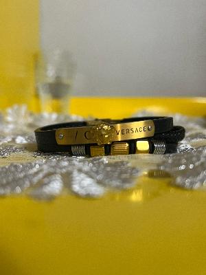 Versace bracelet set black gold