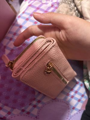 Pink Leather Wallet with Gold