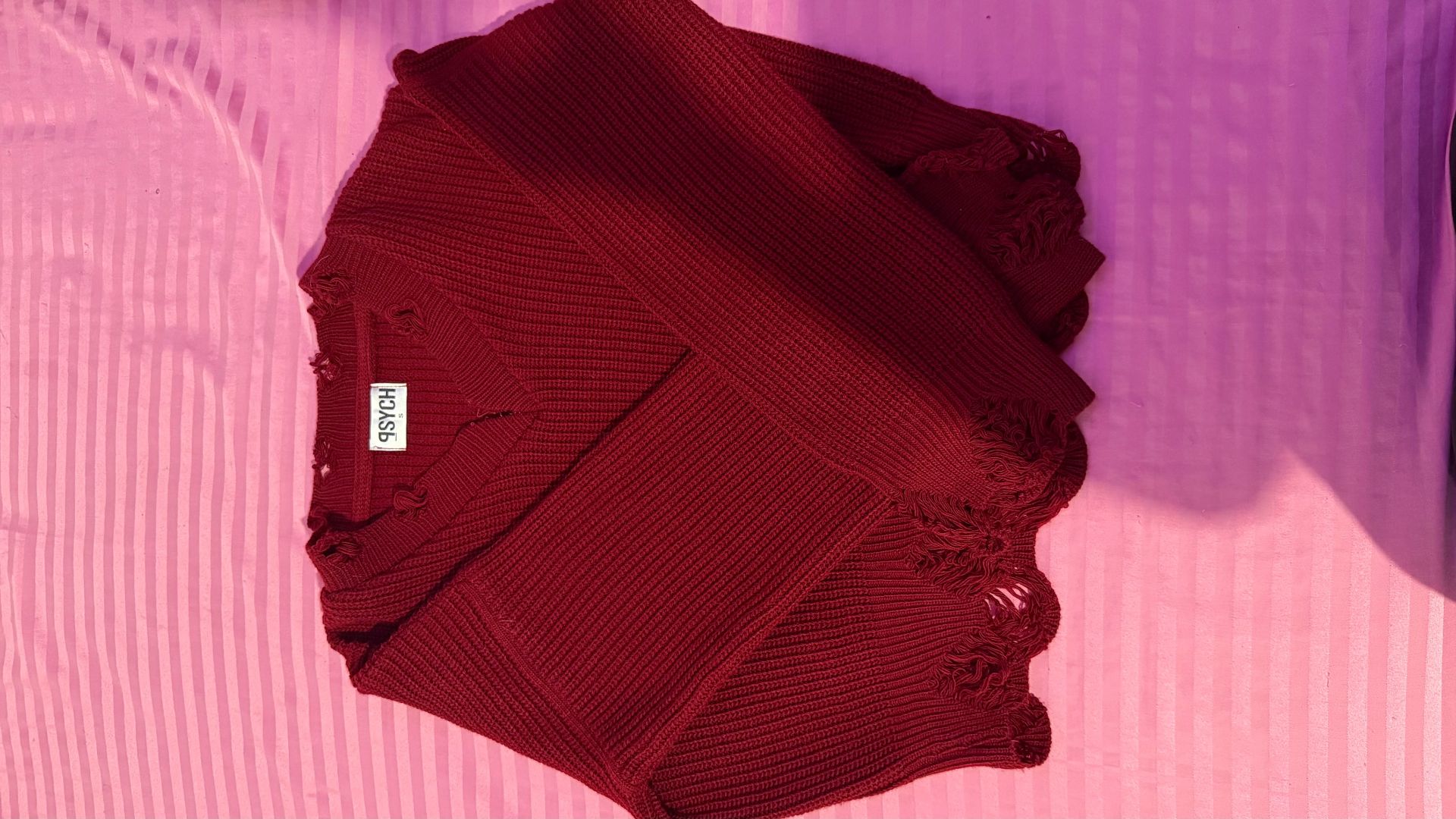 Burgundy Ribbed Knit Sweater