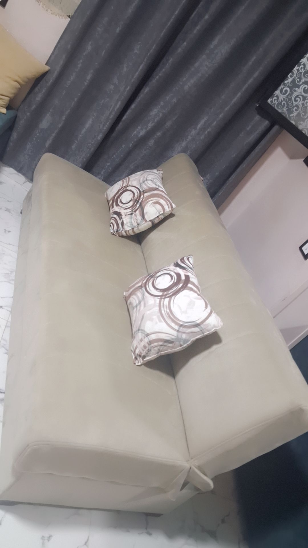 Cream Armchair with Pillows