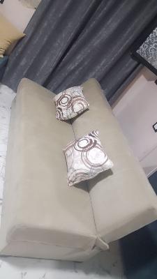Cream Armchair with Pillows