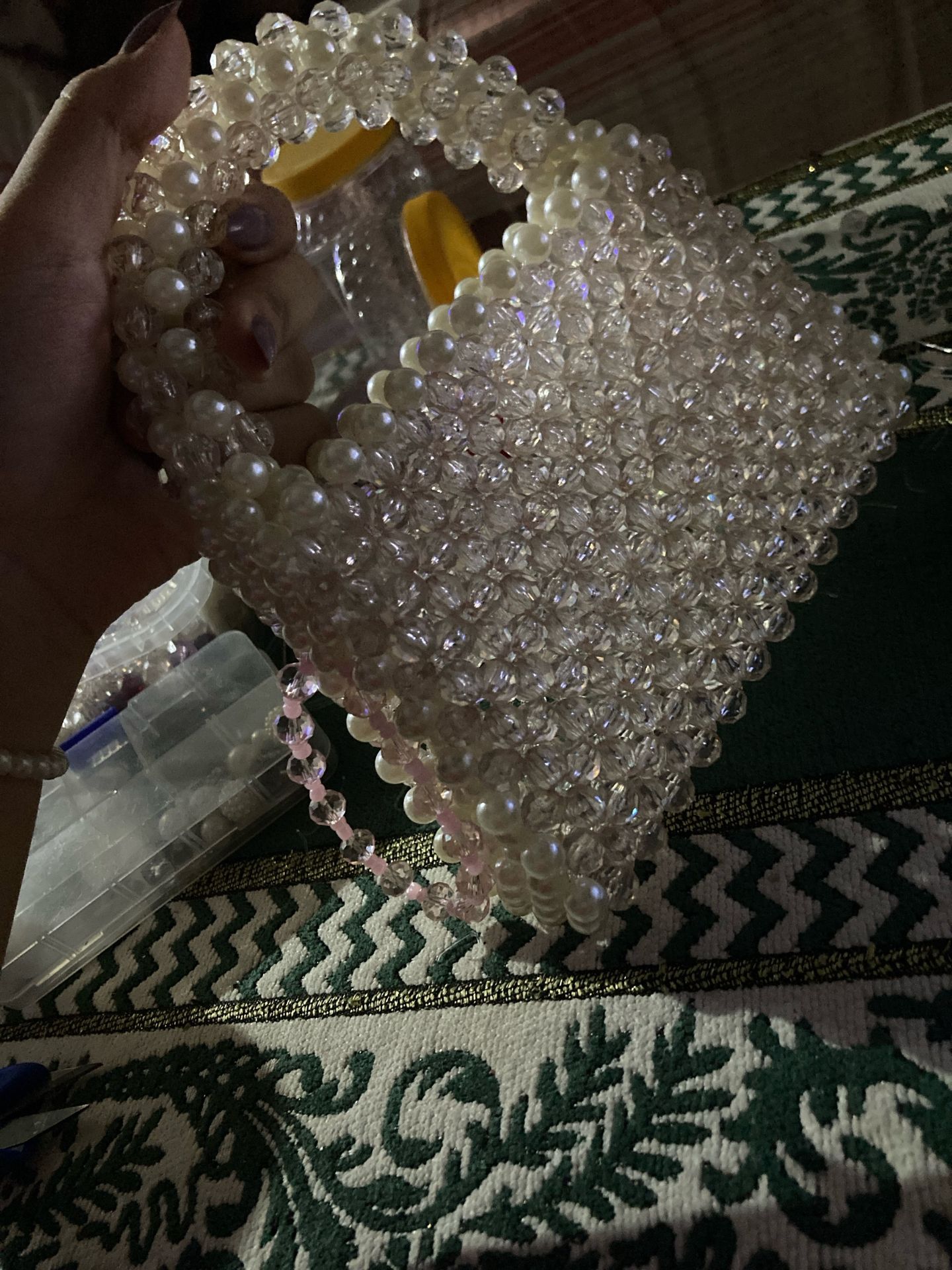 Beaded Handbag - Clear Crystals