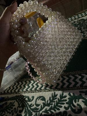 Beaded Handbag - Clear Crystals