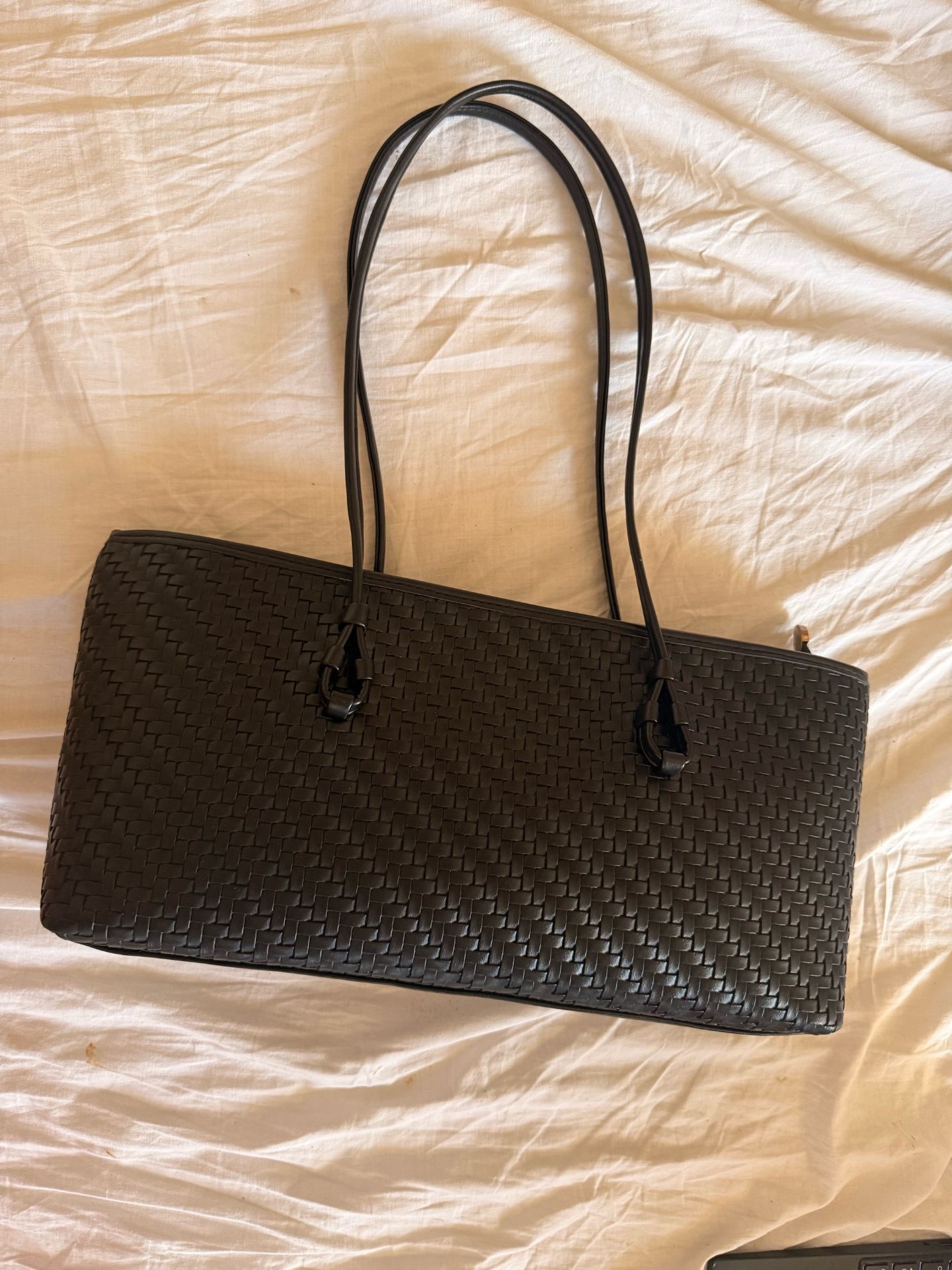 Black Woven Shoulder Bag