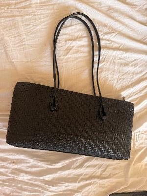 Black Woven Shoulder Bag