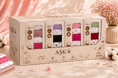 ASK ملابس داخلية قطن 20 قطعة