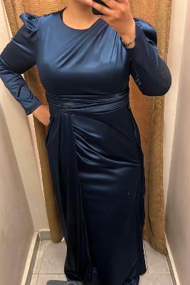 Navy Blue Satin Dress