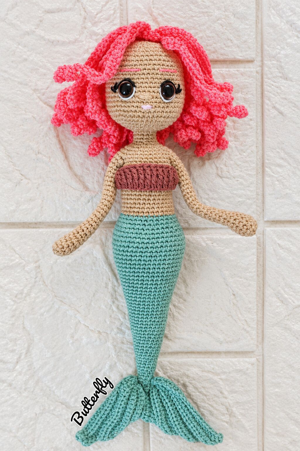Crochet Mermaid Doll Pink Hair