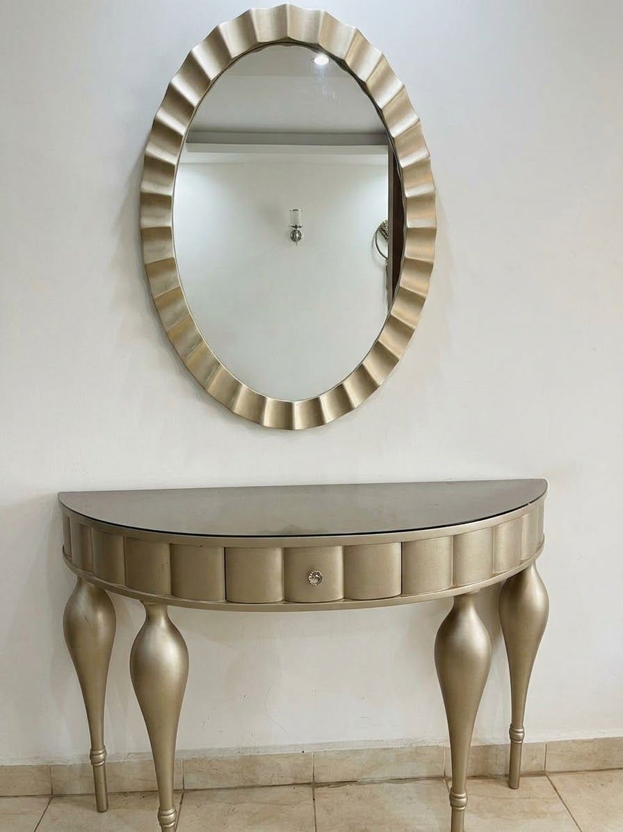 Gold Console Table & Mirror Set