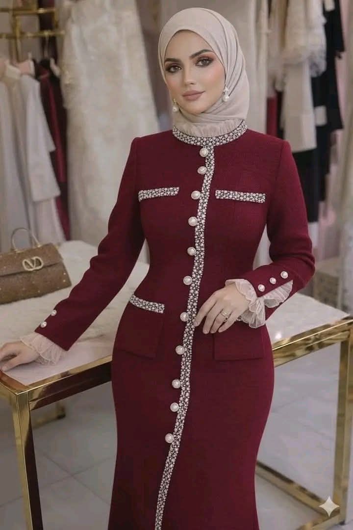 Burgundy Embellished dress