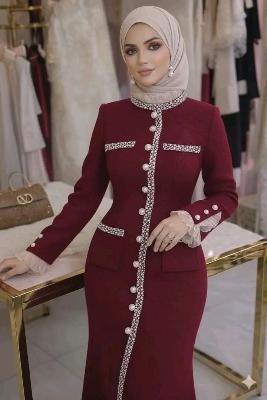 Burgundy Embellished dress